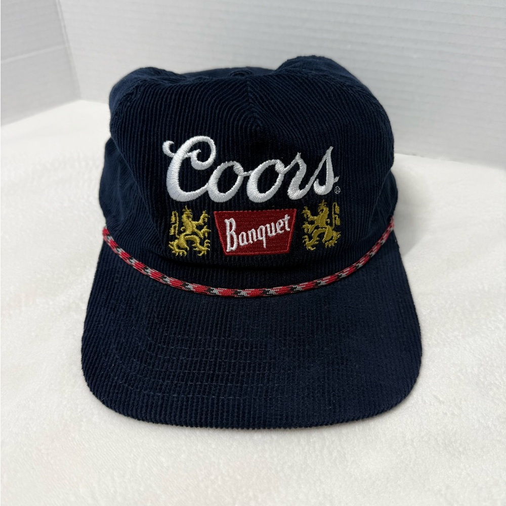 Coors Banquet Snapback Navy Blue Corduroy Cap with Embroidered Logo